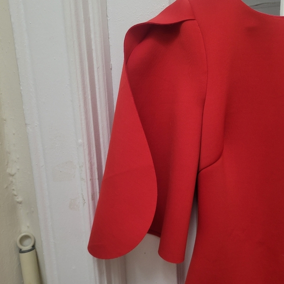 Badgley Mischka Ponte Scuba Dress With Back Slit & Petal Sleeve NWT - Picture 10 of 11